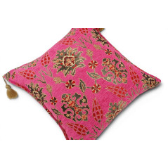 Turkish Fabric Pillow Cover 18x18, Mazenda Pink Boho Throw Pillow, Topkapi Palace Pattern Decorative Sofa Accent Ethnic Cushion