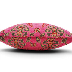 Turkish Fabric Pillow Cover 18x18, Mazenda Pink Boho Throw Pillow, Topkapi Palace Pattern Decorative Sofa Accent Ethnic Cushion