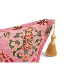 Turkish Fabric Pillow Cover 18x18, Pale Pink Boho Throw Pillow, Topkapi Palace Pattern Decorative Sofa Accent Ethnic Cushion