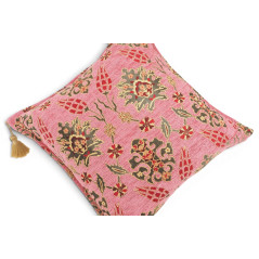 Turkish Fabric Pillow Cover 18x18, Pale Pink Boho Throw Pillow, Topkapi Palace Pattern Decorative Sofa Accent Ethnic Cushion