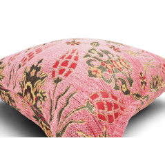 Turkish Fabric Pillow Cover 18x18, Pale Pink Boho Throw Pillow, Topkapi Palace Pattern Decorative Sofa Accent Ethnic Cushion