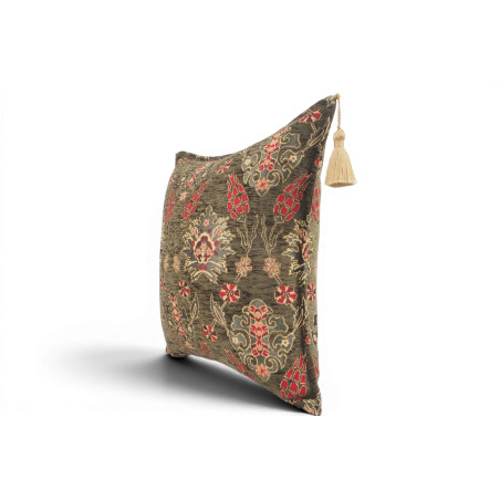 Fabric Pillow, Fabric Pillow 18x18, Moss Green Topkapi Palace Tulip Pattern Turkish Fabric Pillow Cover,Decorative Throw Pillow