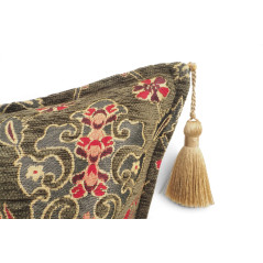 Turkish Fabric Pillow Cover 18x18, Moss Green Boho Throw Pillow, Topkapi Palace Pattern Decorative Sofa Accent Ethnic Cushion