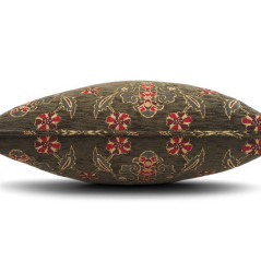 Turkish Fabric Pillow Cover 18x18, Moss Green Boho Throw Pillow, Topkapi Palace Pattern Decorative Sofa Accent Ethnic Cushion