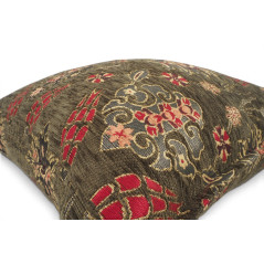 Turkish Fabric Pillow Cover 18x18, Moss Green Boho Throw Pillow, Topkapi Palace Pattern Decorative Sofa Accent Ethnic Cushion