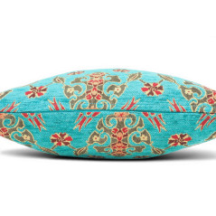 Turkish Fabric Pillow Cover 18x18, Turquoise Blue Boho Throw Pillow,Topkapi Palace Pattern Decorative Sofa Accent Ethnic Cushion