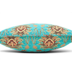Turkish Fabric Pillow Cover 18x18, Turquoise Blue Boho Throw Pillow,Topkapi Palace Pattern Decorative Sofa Accent Ethnic Cushion
