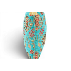 Turkish Fabric Pillow Cover 18x18, Turquoise Blue Boho Throw Pillow,Topkapi Palace Pattern Decorative Sofa Accent Ethnic Cushion