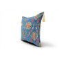 Turkish Fabric Pillow Cover 18x18, Royal Blue Boho Throw Pillow, Topkapi Palace Pattern Decorative Sofa Accent Ethnic Cushion