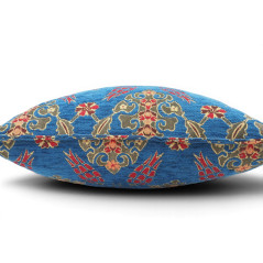 Turkish Fabric Pillow Cover 18x18, Royal Blue Boho Throw Pillow, Topkapi Palace Pattern Decorative Sofa Accent Ethnic Cushion