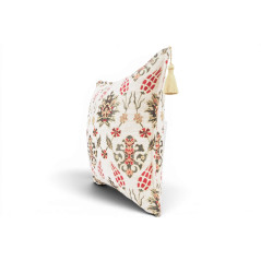 Turkish Fabric Pillow Cover 18x18, Beige Boho Throw Pillow, Topkapi Palace Pattern Decorative Sofa Accent Ethnic Cushion Case