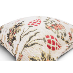 Turkish Fabric Pillow Cover 18x18, Beige Boho Throw Pillow, Topkapi Palace Pattern Decorative Sofa Accent Ethnic Cushion Case