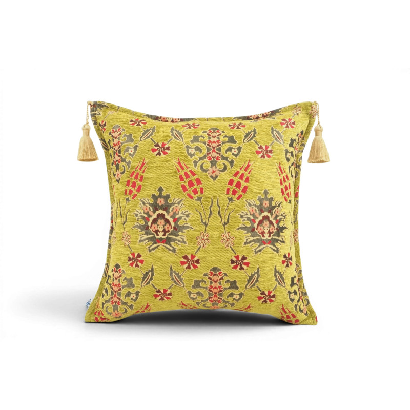Turkish Fabric Pillow Cover 18x18,Pistachio Green Boho Throw Pillow,Topkapi Palace Pattern Decorative Sofa Accent Ethnic Cushion