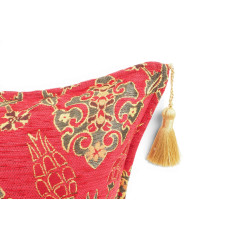 Turkish Fabric Pillow Cover 18x18, Red Boho Throw Pillow, Topkapi Palace Pattern Decorative Sofa Accent Ethnic Cushion Case