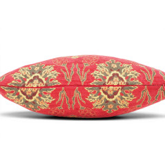 Turkish Fabric Pillow Cover 18x18, Red Boho Throw Pillow, Topkapi Palace Pattern Decorative Sofa Accent Ethnic Cushion Case