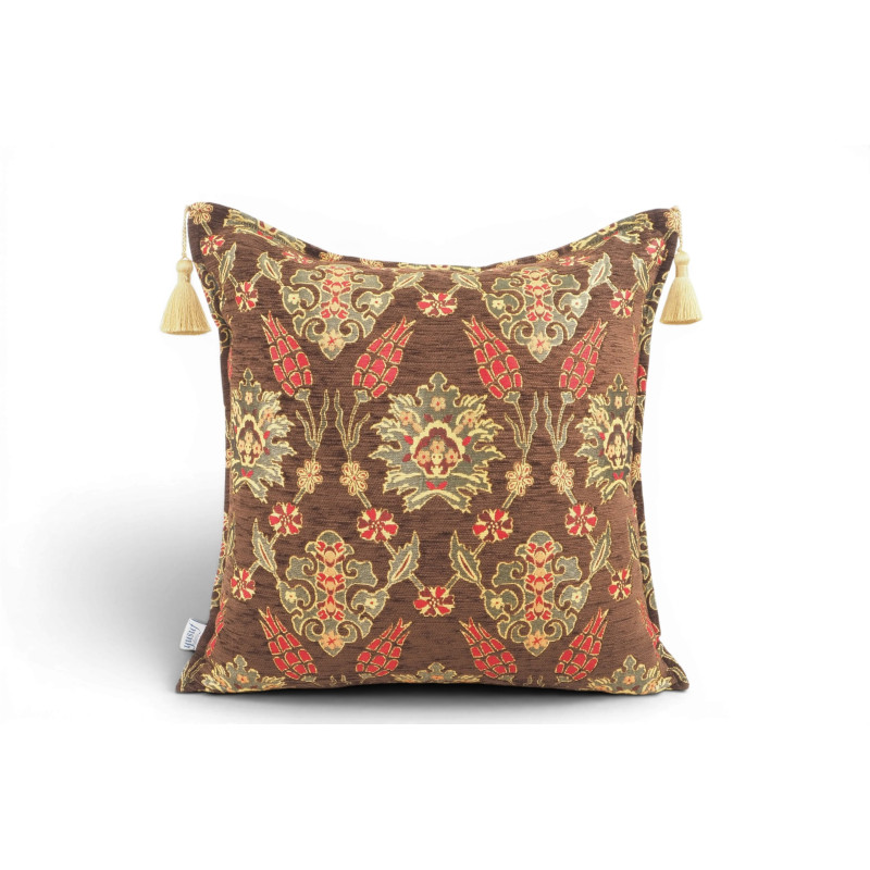 Turkish Fabric Pillow Cover 18x18, Brown Boho Throw Pillow, Topkapi Palace Pattern Decorative Sofa Accent Ethnic Cushion Case Turkish Fabric Pillow Cover 18x18, Brown Boho Throw Pillow, Topkapi Palace Pattern Decorative Sofa Accent Ethnic Cushion Case