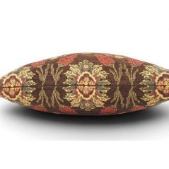 Turkish Fabric Pillow Cover 18x18, Brown Boho Throw Pillow, Topkapi Palace Pattern Decorative Sofa Accent Ethnic Cushion Case