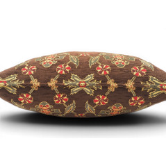 Turkish Fabric Pillow Cover 18x18, Brown Boho Throw Pillow, Topkapi Palace Pattern Decorative Sofa Accent Ethnic Cushion Case