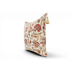 Fabric Pillow, Fabric Pillow 18x18, Beige Caucasus Carnation Pattern Turkish Fabric Pillow,Decorative Pillow,Bohemian Pillow