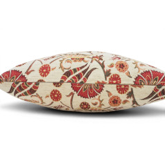 Turkish Fabric Pillow Cover 18x18, Beige Boho Throw Pillow,Caucasus Carnation Pattern Decorative Sofa Accent Ethnic Cushion Case