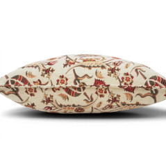 Turkish Fabric Pillow Cover 18x18, Beige Boho Throw Pillow,Caucasus Carnation Pattern Decorative Sofa Accent Ethnic Cushion Case