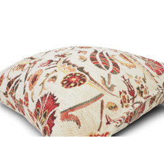 Turkish Fabric Pillow Cover 18x18, Beige Boho Throw Pillow,Caucasus Carnation Pattern Decorative Sofa Accent Ethnic Cushion Case