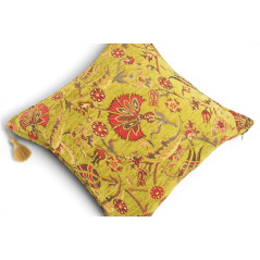 Turkish Fabric Pillow Cover 18x18, Pistachio Green Boho Throw Pillow, Caucasus Carnation Pattern Decorative Sofa Accent Ethnic
