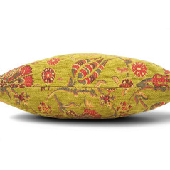 Turkish Fabric Pillow Cover 18x18, Pistachio Green Boho Throw Pillow, Caucasus Carnation Pattern Decorative Sofa Accent Ethnic