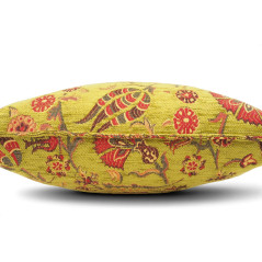 Turkish Fabric Pillow Cover 18x18, Pistachio Green Boho Throw Pillow, Caucasus Carnation Pattern Decorative Sofa Accent Ethnic