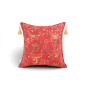 Turkish Fabric Pillow Cover 18x18, Red Boho Throw Pillow, Caucasus Carnation Pattern Decorative Sofa Accent Ethnic Cushion Case