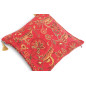 Turkish Fabric Pillow Cover 18x18, Red Boho Throw Pillow, Caucasus Carnation Pattern Decorative Sofa Accent Ethnic Cushion Case