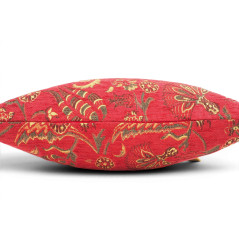 Turkish Fabric Pillow Cover 18x18, Red Boho Throw Pillow, Caucasus Carnation Pattern Decorative Sofa Accent Ethnic Cushion Case
