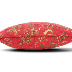 Turkish Fabric Pillow Cover 18x18, Red Boho Throw Pillow, Caucasus Carnation Pattern Decorative Sofa Accent Ethnic Cushion Case