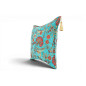 Turkish Fabric Pillow Cover 18x18, Turquoise Blue Boho Throw Pillow, Caucasus Carnation Pattern Decorative Sofa Accent Ethnic Turkish Fabric Pillow Cover 18x18, Turquoise Blue Boho Throw Pillow, Caucasus Carnation Pattern Decorative Sofa Accent Ethnic
