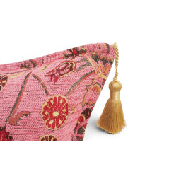 Turkish Fabric Pillow Cover 18x18, Pale Pink Boho Throw Pillow, Caucasus Carnation Pattern Decorative Sofa Accent Ethnic Cushion