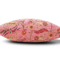 Turkish Fabric Pillow Cover 18x18, Pale Pink Boho Throw Pillow, Caucasus Carnation Pattern Decorative Sofa Accent Ethnic Cushion