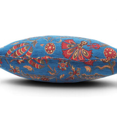 Turkish Fabric Pillow Cover 18x18, Royal Blue Boho Throw Pillow,Caucasus Carnation Pattern Decorative Sofa Accent Ethnic Cushion
