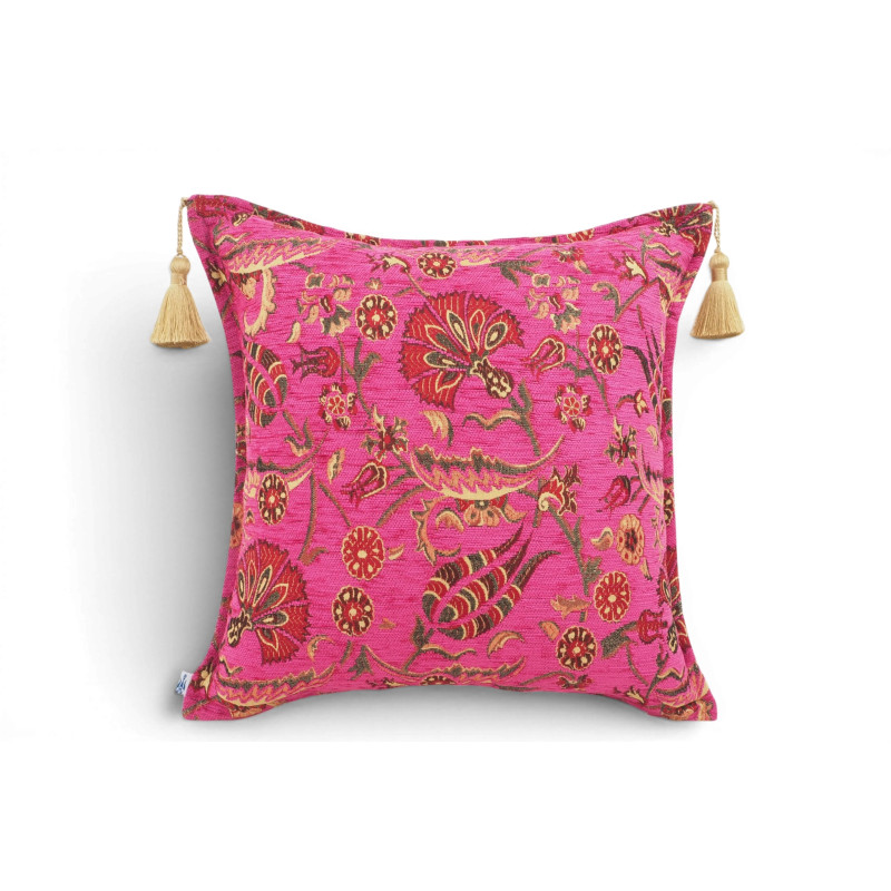 Turkish Fabric Pillow Cover 18x18, Mazenda Pink Boho Throw Pillow, Caucasus Carnation Pattern Decorative Sofa Accent Ethnic Case Turkish Fabric Pillow Cover 18x18, Mazenda Pink Boho Throw Pillow, Caucasus Carnation Pattern Decorative Sofa Accent Ethnic Case