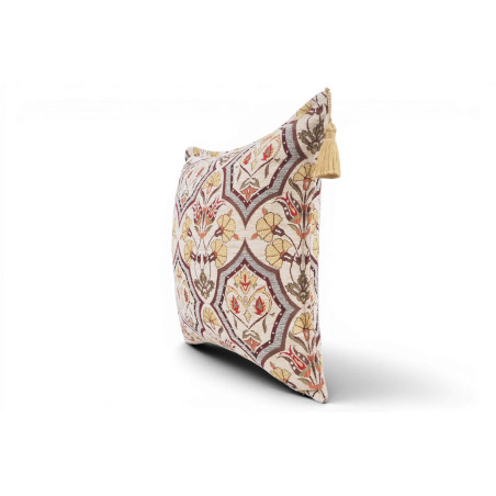 Fabric Pillow, Fabric Pillow 18x18, Beige Carnation Pattern Turkish Fabric Pillow, Decorative Accent and Throw Pillow