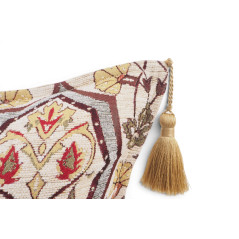 Turkish Fabric Pillow Cover 18x18, Beige Boho Throw Pillow, Carnation Pattern Decorative Sofa Accent Ethnic Cushion Case