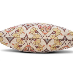 Turkish Fabric Pillow Cover 18x18, Beige Boho Throw Pillow, Carnation Pattern Decorative Sofa Accent Ethnic Cushion Case