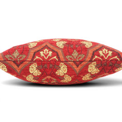 Turkish Fabric Pillow Cover 18x18, Red Boho Throw Pillow, Carnation Pattern Decorative Sofa Accent Ethnic Cushion Case