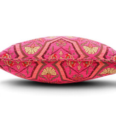 Turkish Fabric Pillow Cover 18x18, Mazenda Pink Boho Throw Pillow, Carnation Pattern Decorative Sofa Accent Ethnic Cushion Case