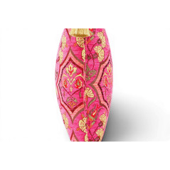 Turkish Fabric Pillow Cover 18x18, Mazenda Pink Boho Throw Pillow, Carnation Pattern Decorative Sofa Accent Ethnic Cushion Case