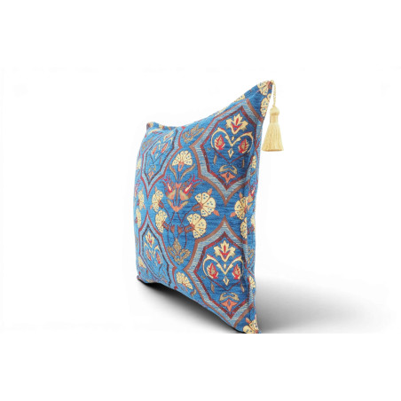 Fabric Pillow, Fabric Pillow 18x18, Navy Blue Carnation Pattern Turkish Fabric Pillow Cover, Decorative Accent and Throw Pillow