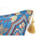 Turkish Fabric Pillow Cover 18x18, Royal Blue Boho Throw Pillow, Carnation Pattern Decorative Sofa Accent Ethnic Cushion Case