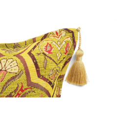 Turkish Fabric Pillow Cover 18x18, Pistaciho Green Boho Throw Pillow, Carnation Pattern Decorative Sofa Accent Ethnic Cushion