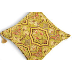 Turkish Fabric Pillow Cover 18x18, Pistaciho Green Boho Throw Pillow, Carnation Pattern Decorative Sofa Accent Ethnic Cushion