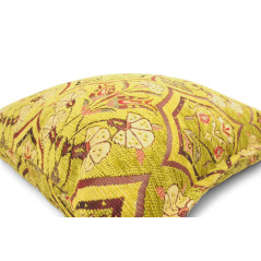 Turkish Fabric Pillow Cover 18x18, Pistaciho Green Boho Throw Pillow, Carnation Pattern Decorative Sofa Accent Ethnic Cushion