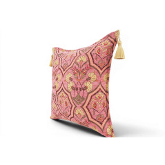 Fabric Pillow, Fabric Pillow 18x18, Pale Pink Carnation Pattern Turkish Fabric Pillow Cover, Decorative Accent and Throw Pillow